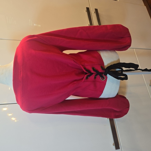 Maeve × Anthropologie Corset Poof Sleeve Crop Shirt Top Fushia Pink Size Small - Picture 6 of 11